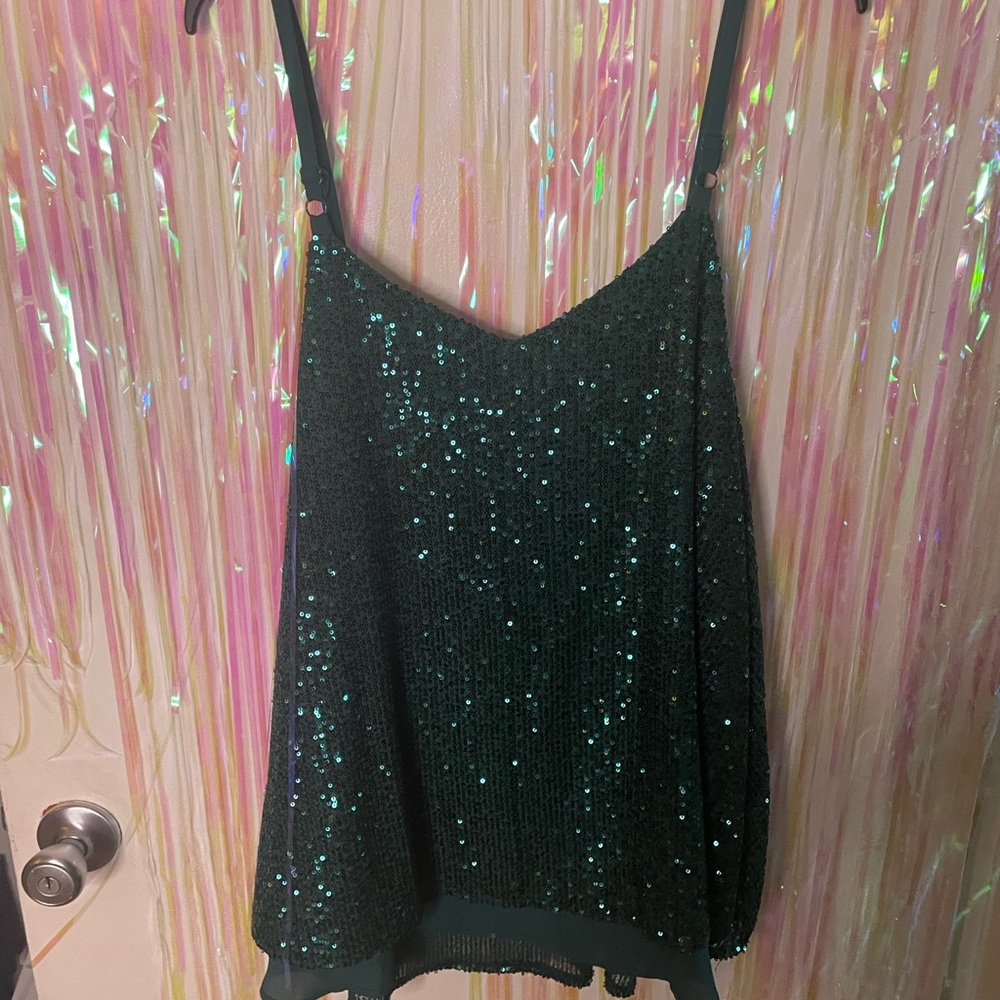 Torrid Green Sequin Camisole Top